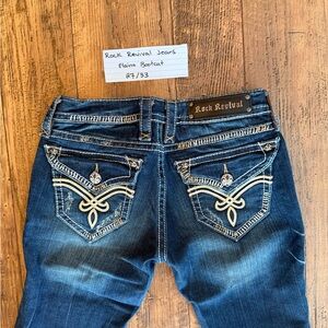 Rock Revival Women's Dark Blue Bootcut Jeans with Embroidered Pockets